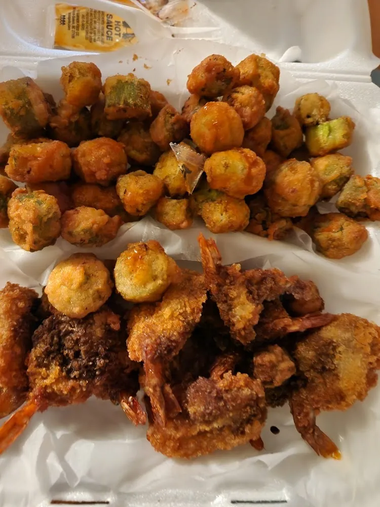 Shrimp with Fried Okra